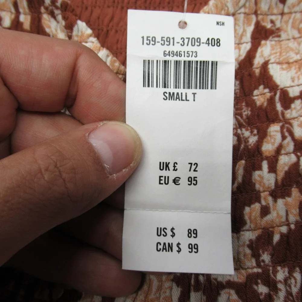 Abercrombie Fitch Dress Women Small Tall Brown Floral Lined Off Shoulder 46